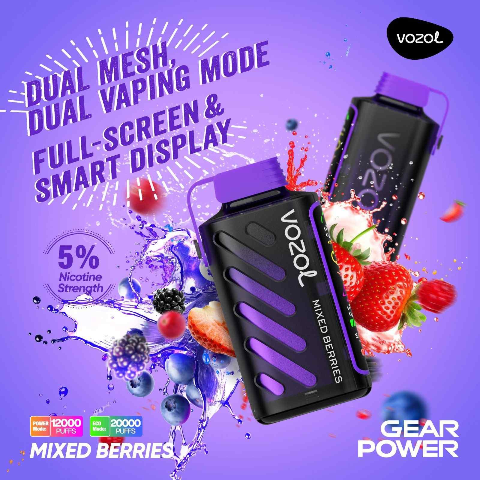 MIXED BERRIES vozol gear power 20000 puffs