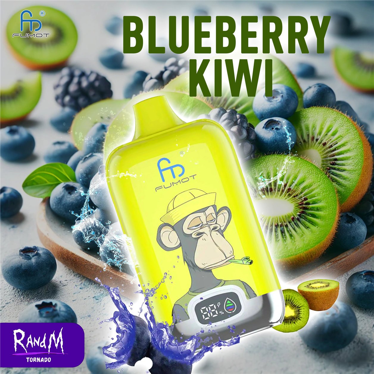 Blueberry Kiwi RandM Vape 12000 DIGITAL BOX
