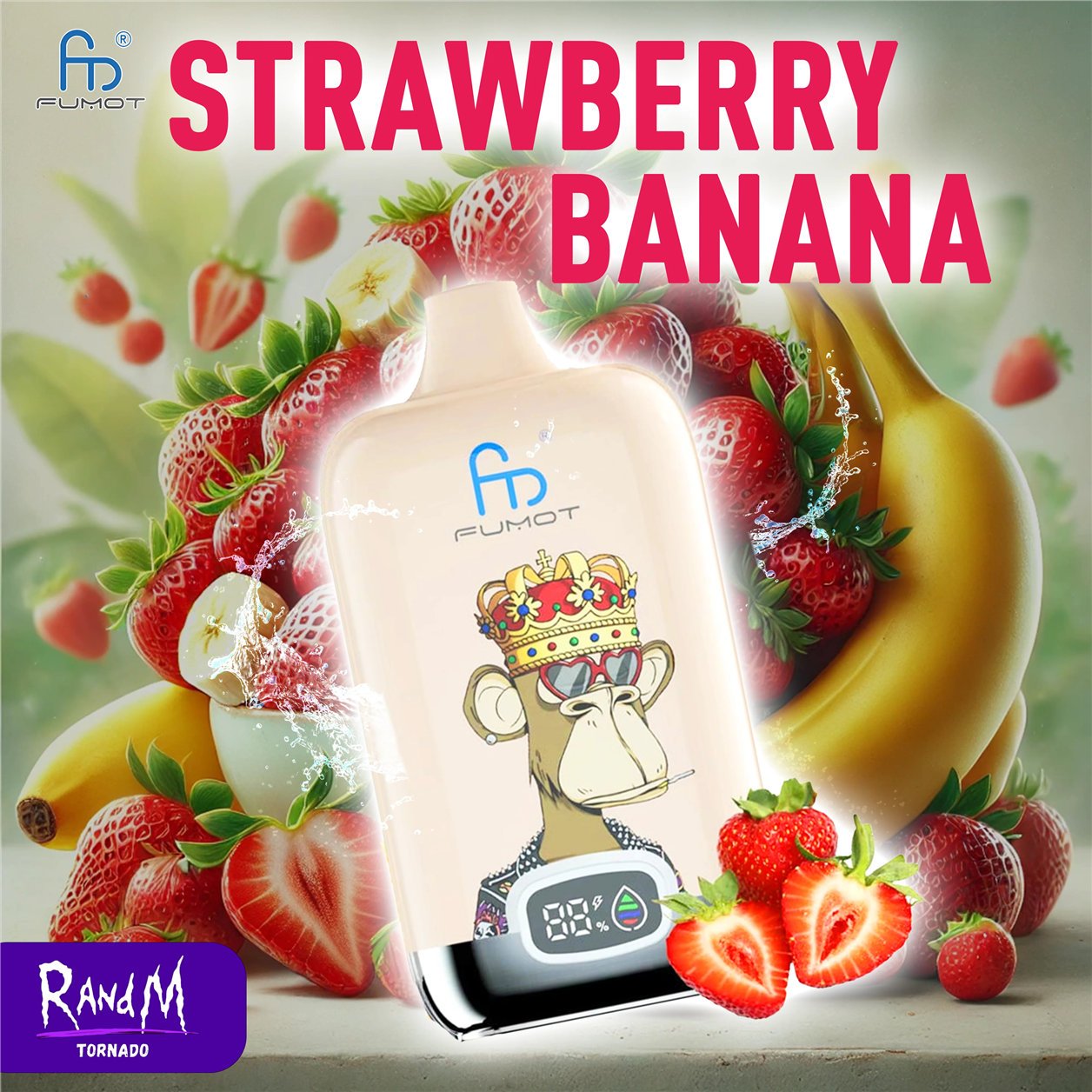 Strawberry Banana RandM Vape 12000 DIGITAL BOX