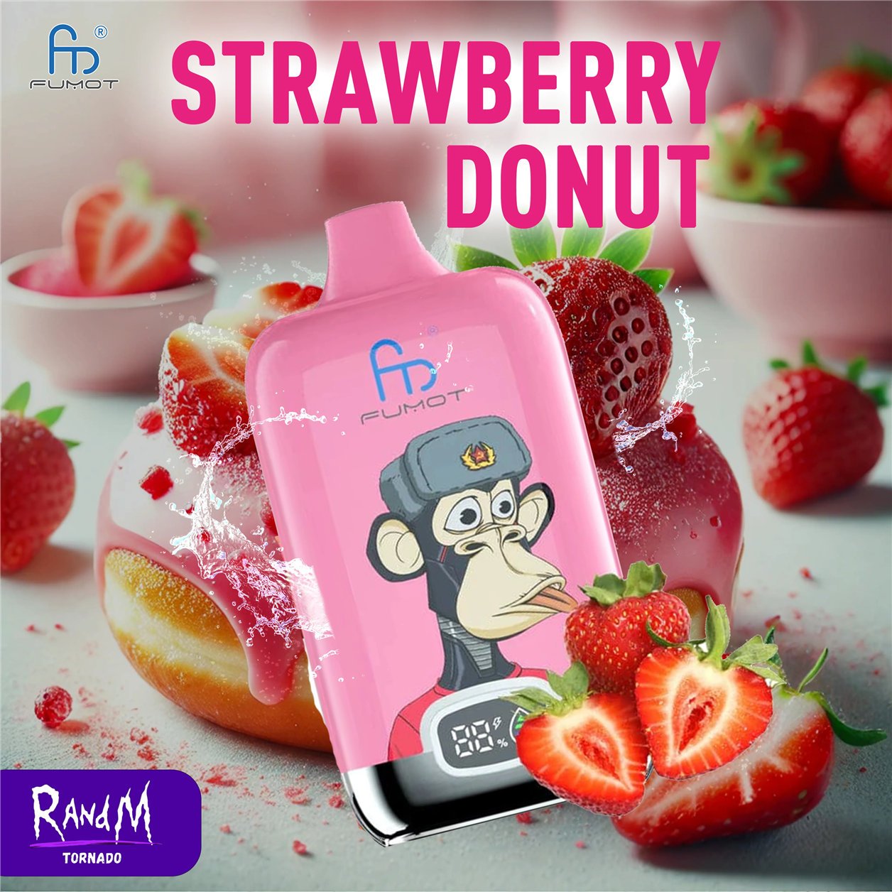 Strawberry Donut RandM Vape 12000 DIGITAL BOX