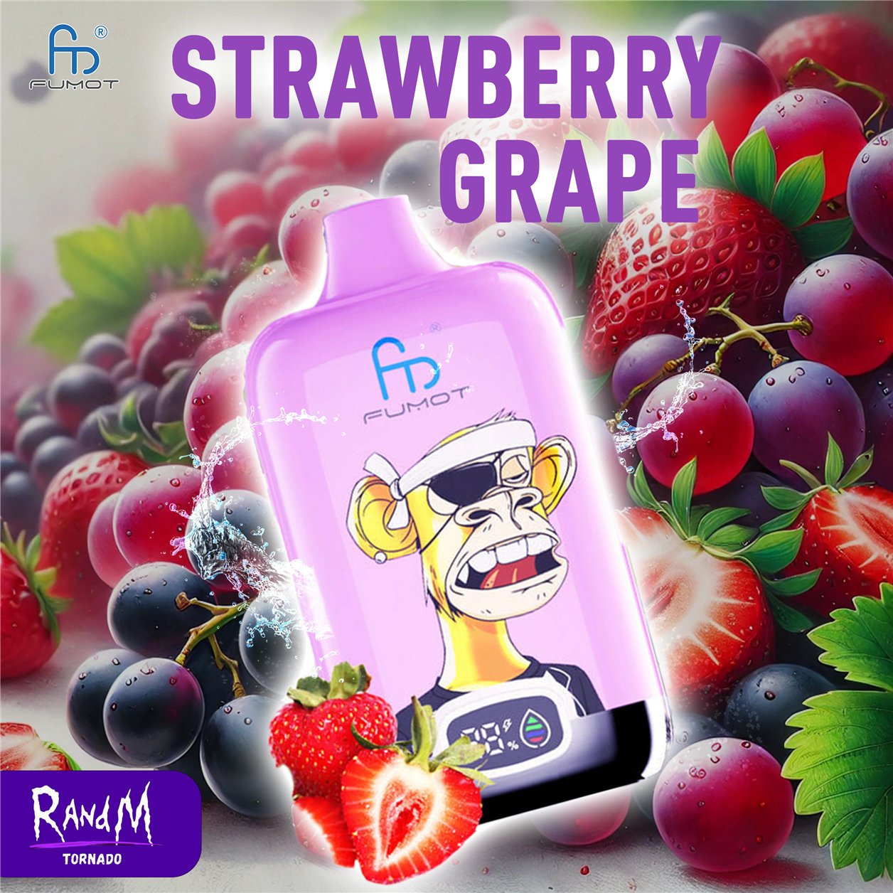 Strawberry Grape RandM Vape 12000 DIGITAL BOX