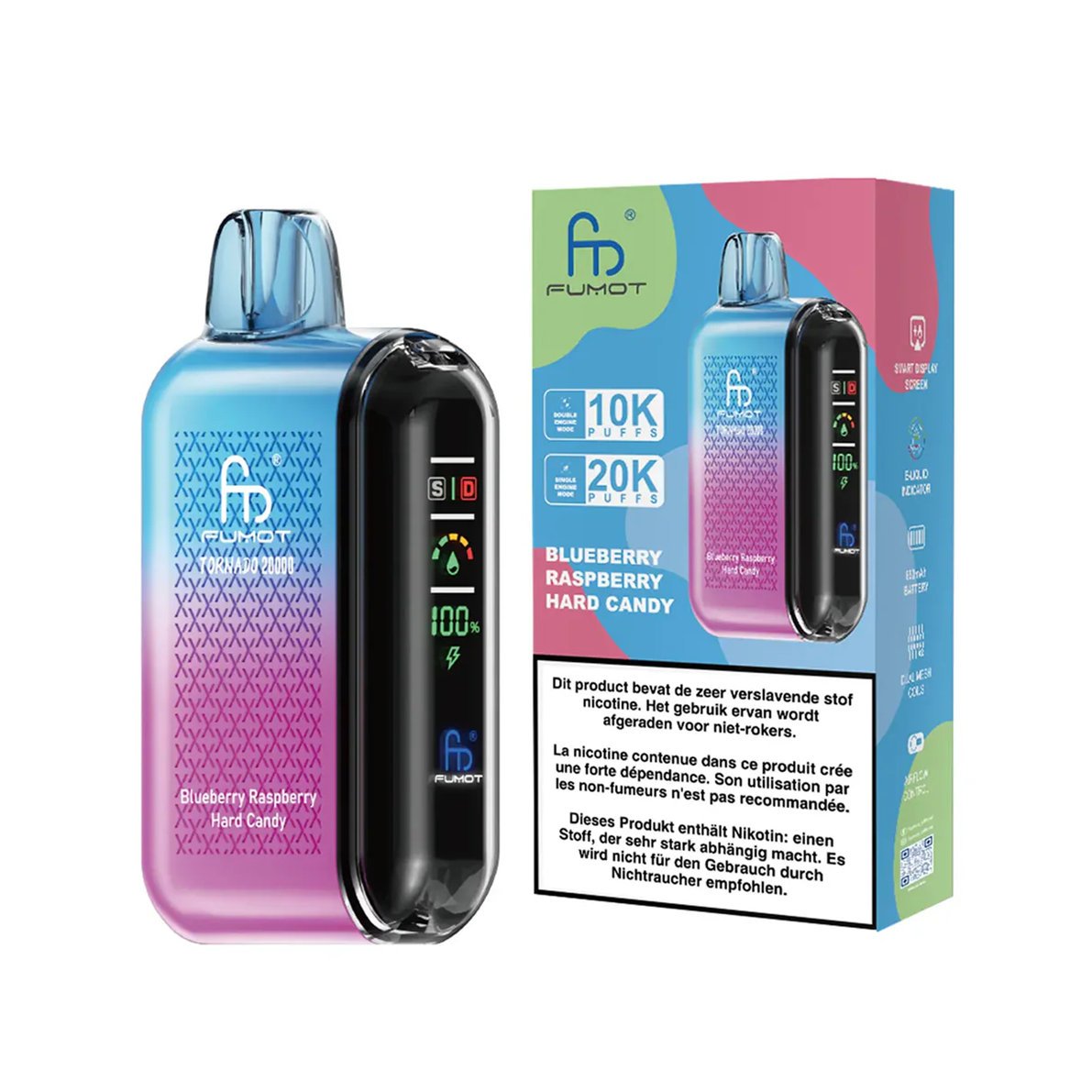 randm fumot tornado 20000 blueberry raspberry hard candy rtdeffrt20000