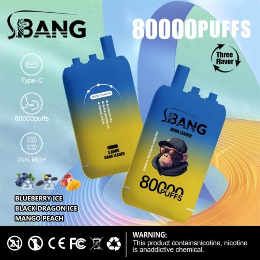 bang leader 80k puff blueberry ice - black dragon ice - mango peach