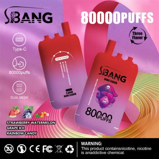 strawberry watermelon - grape ice - rainbow candy bang leader 80000