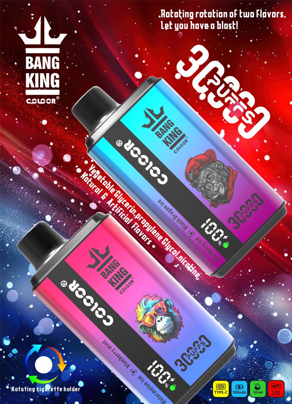 Dual flavor design BANG KING 30000