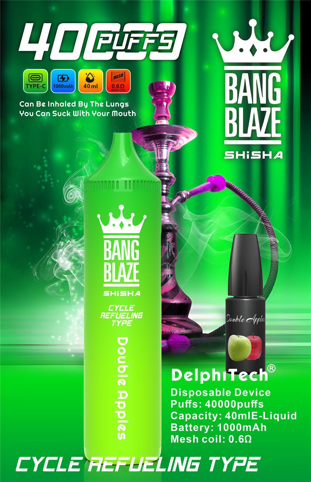 double apples bang blaze 40000 refillable vape