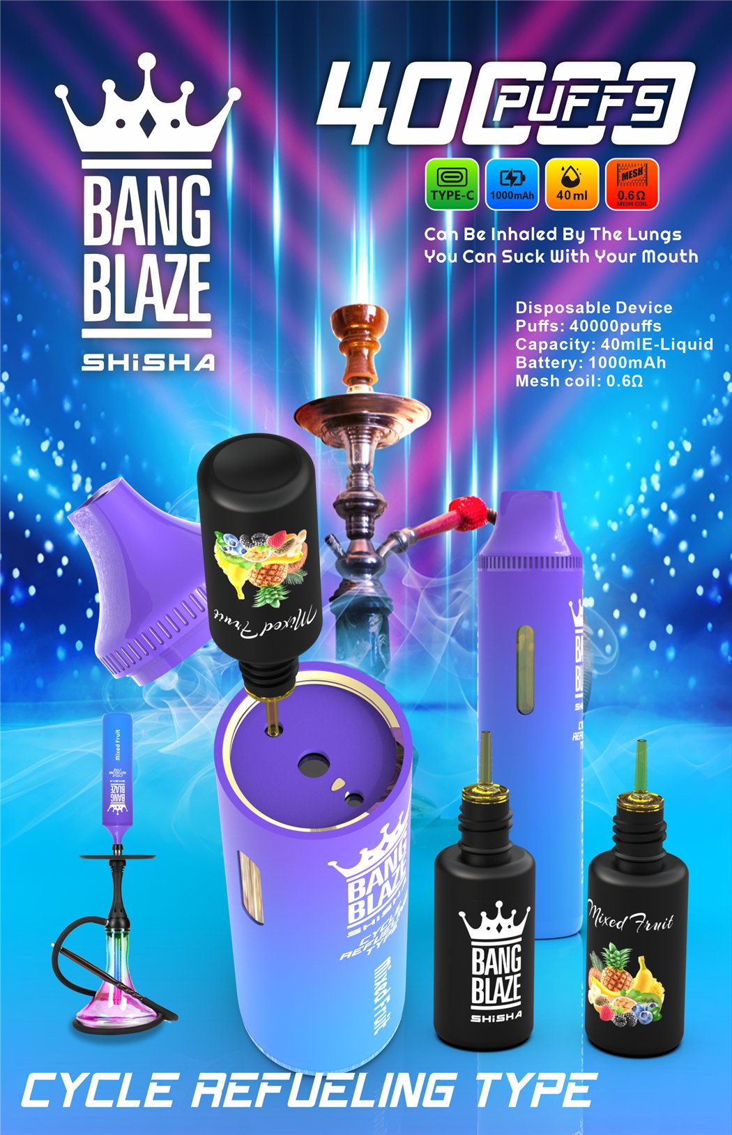 mango peach bang blaze 40k refillable vape