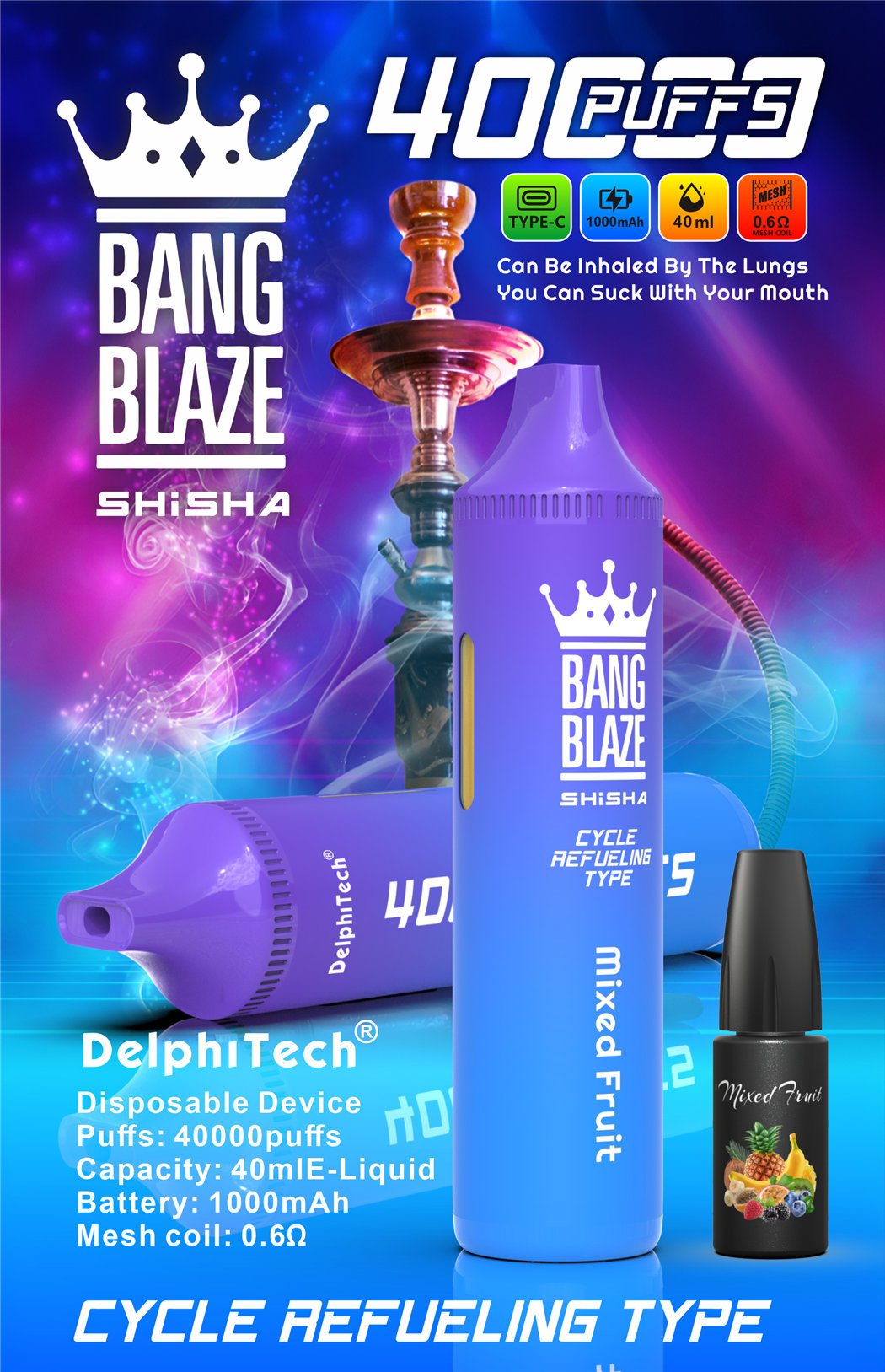 mixed fruit bang blaze 40k refillable vape