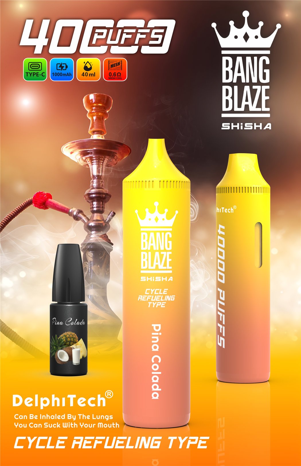 bang blaze 40k refillable vape pina colada